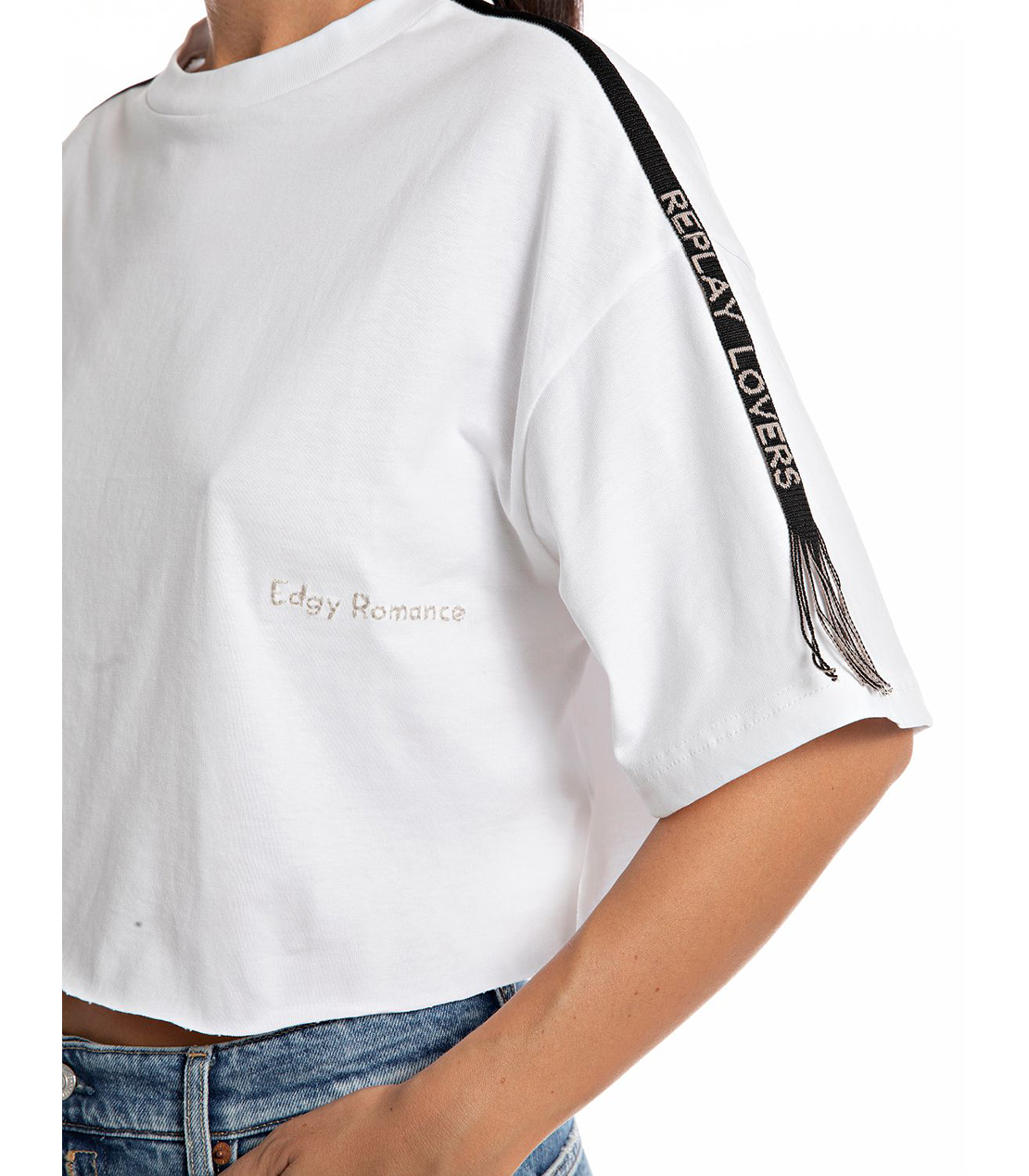 フリンジトリミング付きクロップドTシャツ 詳細画像 ホワイト 4